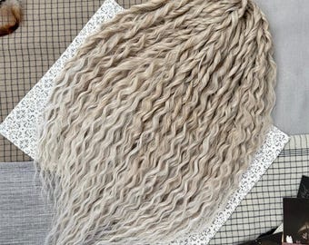 Fast shipping dreads, Wheat blonde curly dreadlock extensions, Ombre wavy locks, DE SE reusable curls in stock
