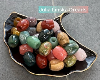 One large 6mm hole gemstone bead,Barrel lock natural stone jewelry,  Hair accessories for dreads braids twist and cornrow