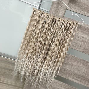 Ready to ship wheat blonde ombre curls, 60 DE crochet boho wavy dreadlocks extensions, Soft curly synthetic double ended dreads in stock