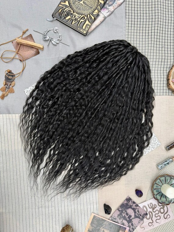 Fast shipping dreads, 23 inches black curly dreadlock extensions, SE DE Synthetic wavy locks, Reusable curls in stock