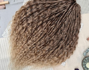 Warm brown curly dreads fast shipping, Reusable wavy dreadlock extensions, 23 inches DE SE synthetic ombre boho curls for your perfect look