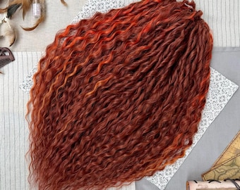 Fast delivery dreads, Red DE SE boho wavy synthetic dreadlock extensions, Burgundy curly double single ended curls in stock