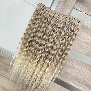 Ready to ship caramel blonde curls, 60 DE wavy synthetic ombre dreadlocks extensions, Curly soft crochet double ended dreads in stock