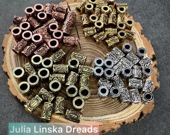 Viking runes dreads, Runic alphabet dreadlock beads, Norse individual jewelry, Hair gift cornrow accessories, Scandinavian alphabet runes