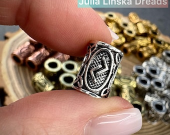 Viking runes dreads, Runic alphabet dreadlock beads, Scandinavian alphabet runes, Norse individual jewelry, Hair gift cornrow accessories