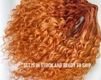 Extra volume wavy dreads 20 inches | curly dreads 55 pieces DE, full set | synthetic soft dreadlocks | red orange crochet dreads extensions