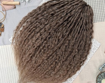 Natural brown curly dreads fast delivery, 23 inches reusable wavy dreadlock extensions, DE SE synthetic ombre boho curls