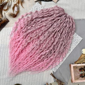 Pink curly dreads, DE SE reusable ombre curls, Synthetic wavy dreadlock extensions for fast shipping