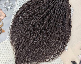 Dark brown curly dreads, DE SE reusable wavy dreadlock extensions, Synthetic chocolate locks for casual and festival style, Fast shipping