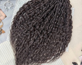 Stock in US curls, Chocolate synthetic curly dreads, Dark brown DE 23 inches reusable wavy dreadlock extensions, Fast shipping