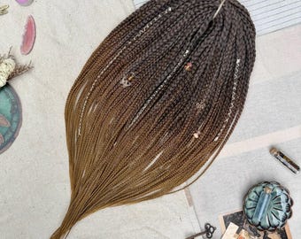 Dark to light brown ombre synthetic braids, 22 inches reusable double ended hair extensions, Perfect casual look, Fast delivery