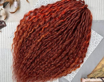 Fast delivery dreads, Red SE DE boho wavy synthetic dreadlock extensions, Burgundy curly double single ended curls in stock