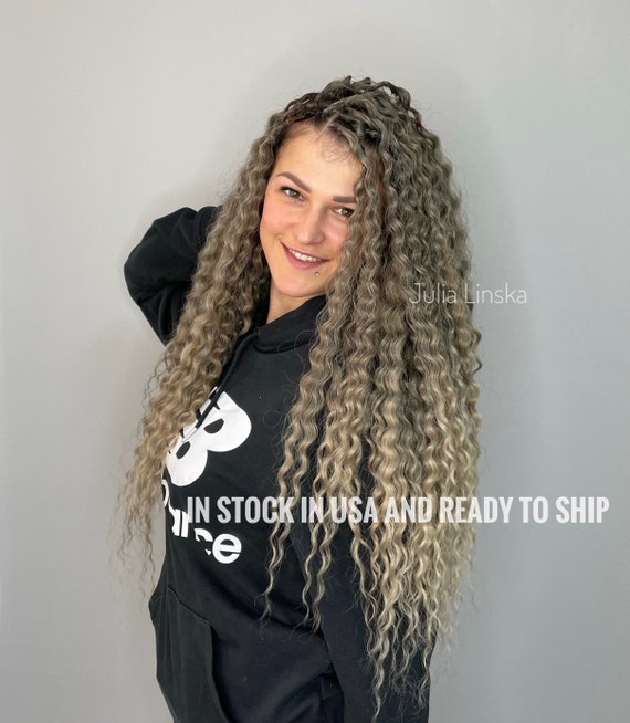 Synthetic Crochet Dreads Extensions Wavy Dreads 60 DE Full Set Lightweight  Curls Dreads Set of Brown to Blond Ombre Crochet Dreads 