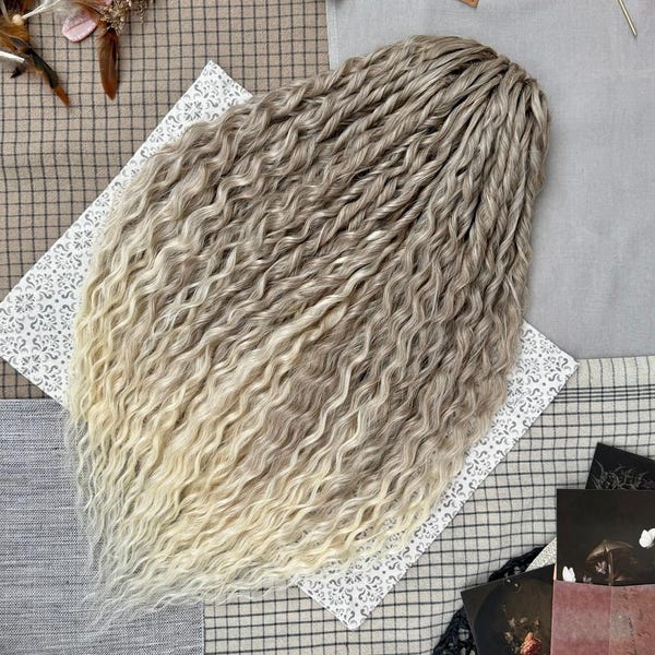 Karamellblonde lockige Dreadlocks, Wiederverwendbare ombre synthetische Dreadlocks, Vollständiges Set DE SE boho Dreadlockverlängerungen für natürlichen Look