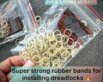 SUPER STRONG elastic rubber bands for installing dreads braids curls extensions, Tear-resistant hair ties long lasting, 100 pieces