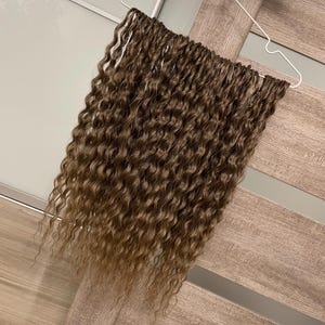 Ready to ship brown ombre curls, 60 DE crochet light wavy dreadlocks extensions, Soft curly synthetic double ended dreads in stock