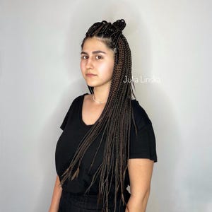 Full head set dark brown synthetic braids, Chocolate volume double ended mix, 60 DE natural look custom braids extensions, Boho braiding