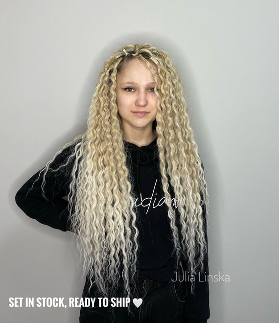 Curly Dreads Soft Wavy Ombre De Dreads Synthetic Dreadlocks Crochet Dreads  Hair Extensions Warm Blonde Wavy Double Ended Dreads 