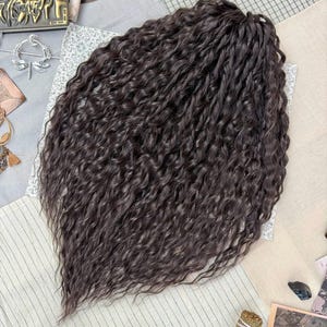 Stock in US curls, Chocolate synthetic curly dreads, Dark brown 60 DE 22 inches reusable wavy dreadlock extensions, Fast delivery