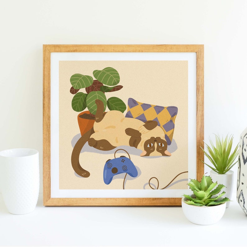 Housewarming Gift Cat illustration design Cat Print Cat Art Cat Wall Art