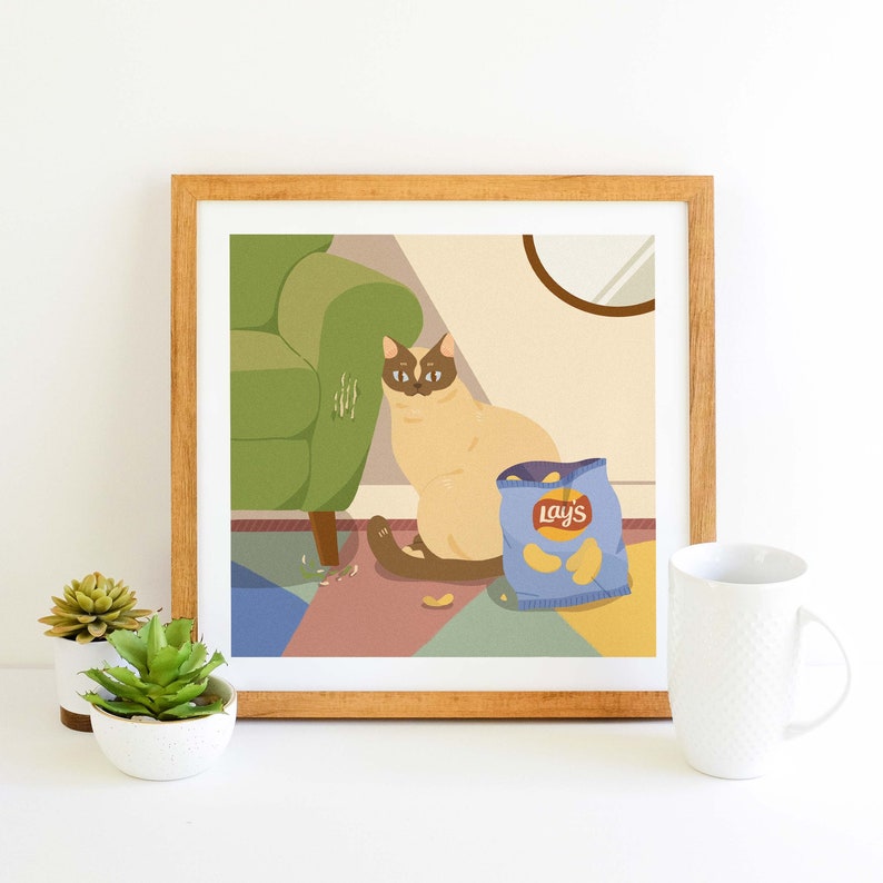 Housewarming Gift Cat illustration design Cat Print Cat Art Cat Wall Art