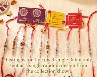 Rakhi Premium 1 confezione con cioccolatini, set regalo festivo indiano con Roli Chawal e KitKat per il fratello