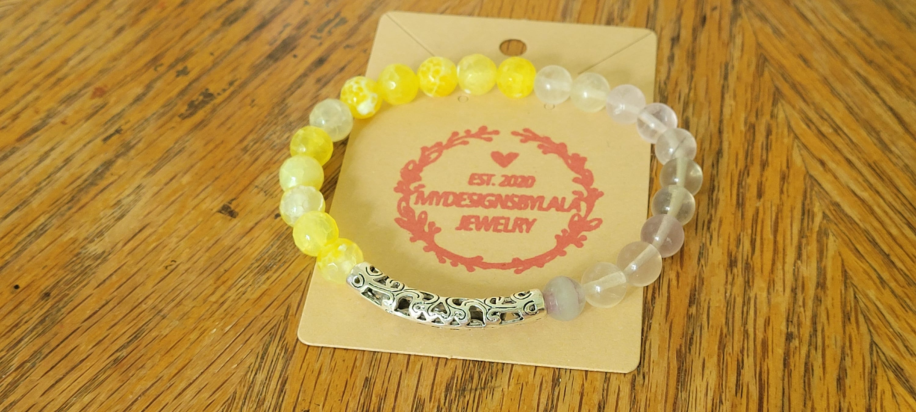 Gemstone Bracelet for Women Yellow Fire Agate Stretch | Etsy