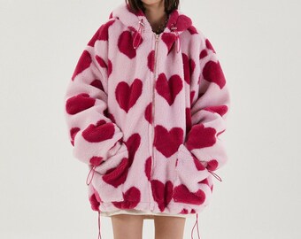red fur heart jacket