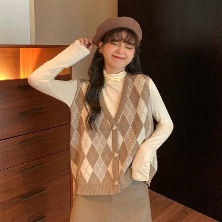 brown plaid sweater vest