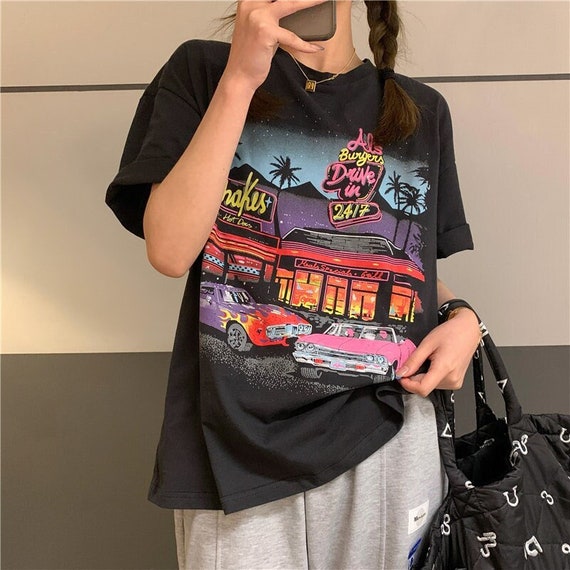 Retro 90s Tshirt Women Vintage Racing 