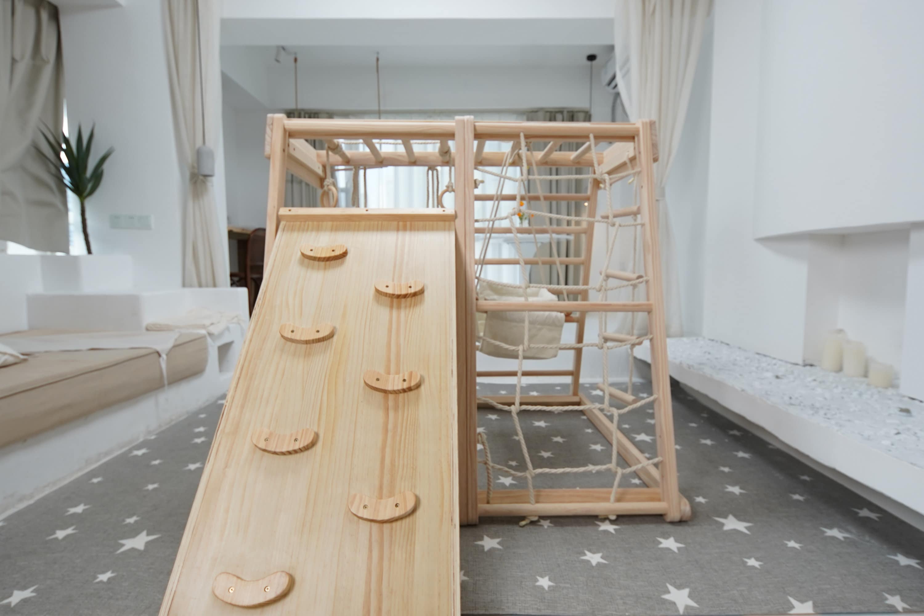 Riababy Wooden Indoor Climbing Playhouse Kids Gym Etsy