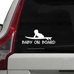 Naklejka na deskę surfingową Baby on Board | Naklejka winylowa na samochód z motywem surfingu