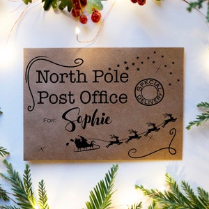 Gepersonaliseerde kerstenvelop | Noordpoolpostkantoor | Cadeau-envelop | Kerstenveloppen | Kerstgeld | Kous: