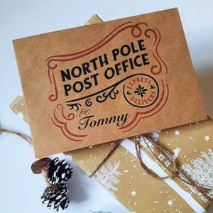 Personalized North Pole Christmas Envelope: Kraft Brown Gift Envelope