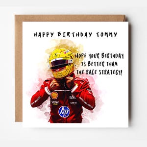 Gepersonaliseerde Lewis Hamilton-verjaardagskaart | Racestrategie | Gratis envelop | ref#627