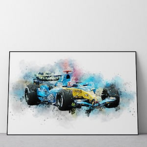 フェルナンド・アロンソ ルノー R25 ポスター | 2005 年選手権 | フォーミュラワン プリント | F1 プリント | ウォールアートプリント | A4 | A3 | 英国 Ref #149