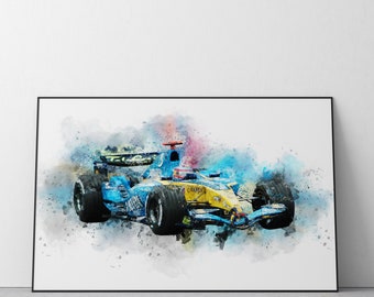 Fernando Alonso Renault R25 F1 Print: 2005 Championship Wall Art