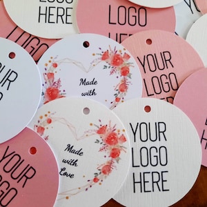 Benutzerdefinierte Business Tags | Logo Business Tags | Small Business Tags | Benutzerdefinierte Swing Tags | Shop Namensschilder | Kreis Logo Tags | Logo-Anhänger | DE