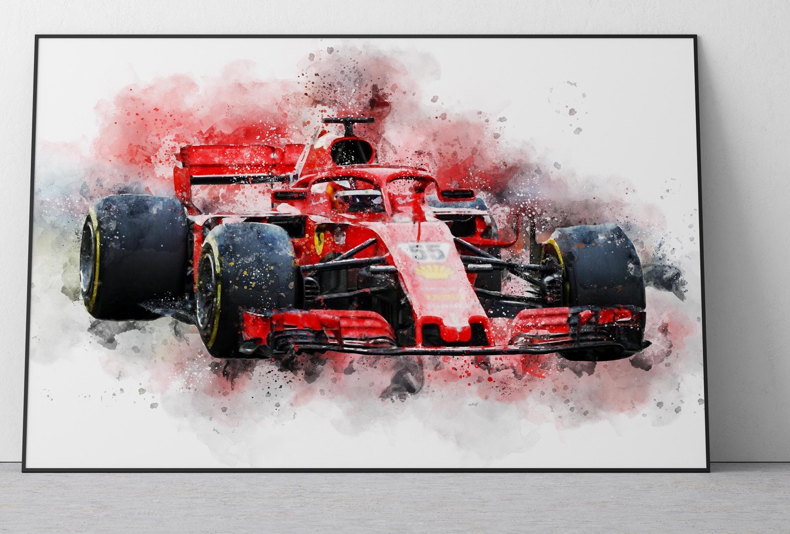 フェラーリ F1 カー #55: 水彩画アートプリント Ref #123 - Etsy 日本