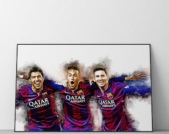 メッシ、ネイマール、スアレスのポスター：サッカーウォール