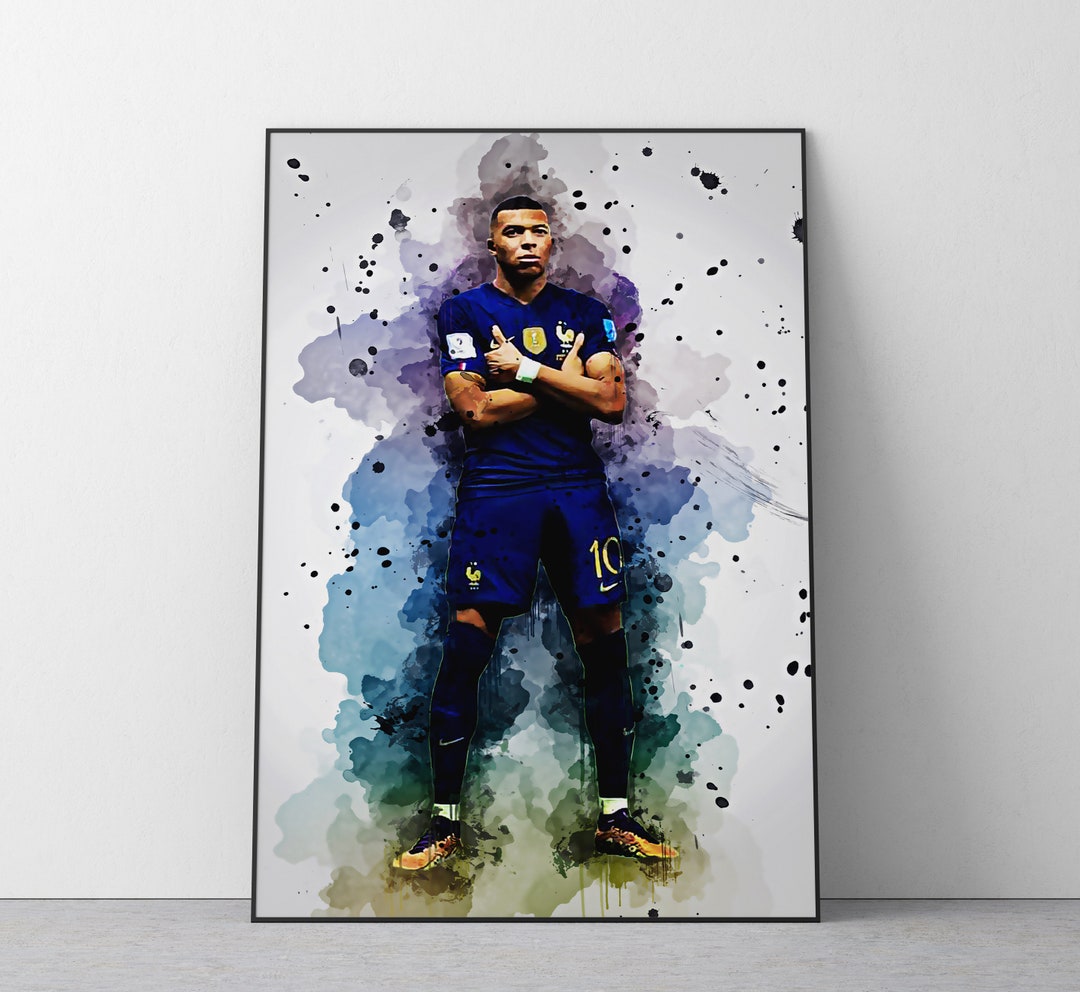 Poster Toile Kylian Mbappé 21 - 30x45 Cm - Décoration Chambre, Bureau - Sans Cadre