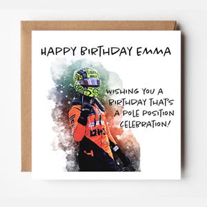 Gepersonaliseerde Lando Norris-verjaardagskaart | Gratis envelop | ref#631