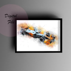 McLaren Gulf 2021  | Formula One Car | F1 Car | Wall Art | Digital Download | Printable A2