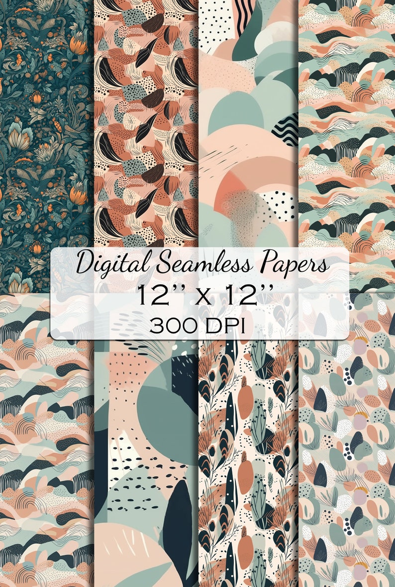 Boho Digital Scrapbook Paper: Seamless 12x12 Prints (digital Download ...