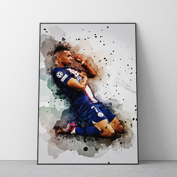 Kylian Mbappé Poster | Football Wall Art Print | Digital Download