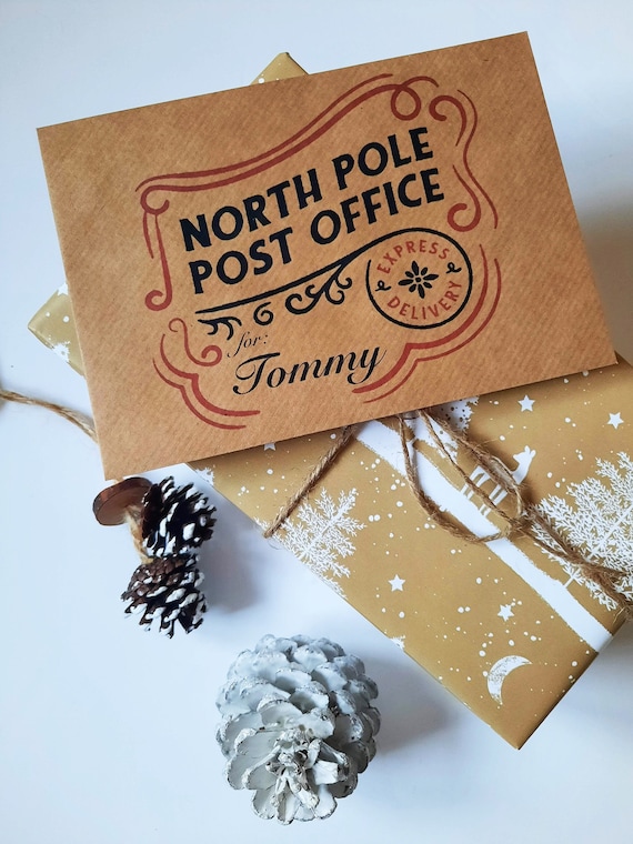 Personalized North Pole Christmas Envelope: Kraft Brown Gift Envelope
