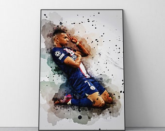 Poster di Kylian Mbappé / Stampa artistica da parete di calcio / Rif #302