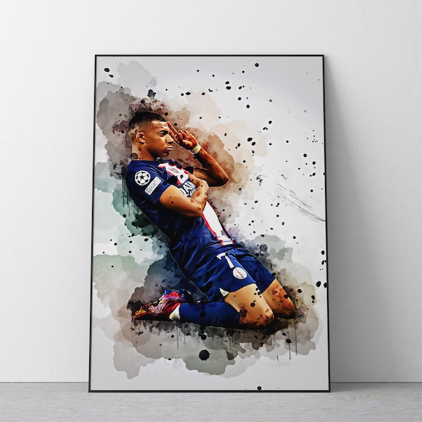 Kylian Mbappé Poster | Football Wall Art Print | Ref #302