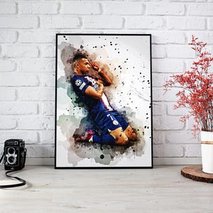 Cartel de Kylian Mbappé / Impresión de arte de pared de fútbol / Ref #302