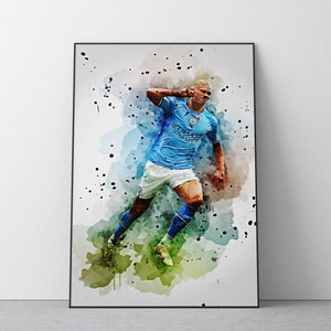 Erling Haaland-poster | Voetbal muurkunstafdruk | Digitale download
